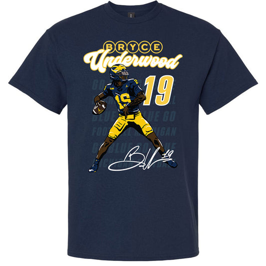 Valiant University of Michigan Football Bryce Underwood Illustrated Tee