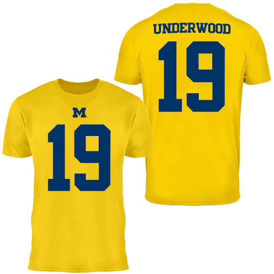 Valiant University of Michigan Football Bryce Underwood Maize Jersey Tee